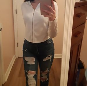 White cropped hoodie♡